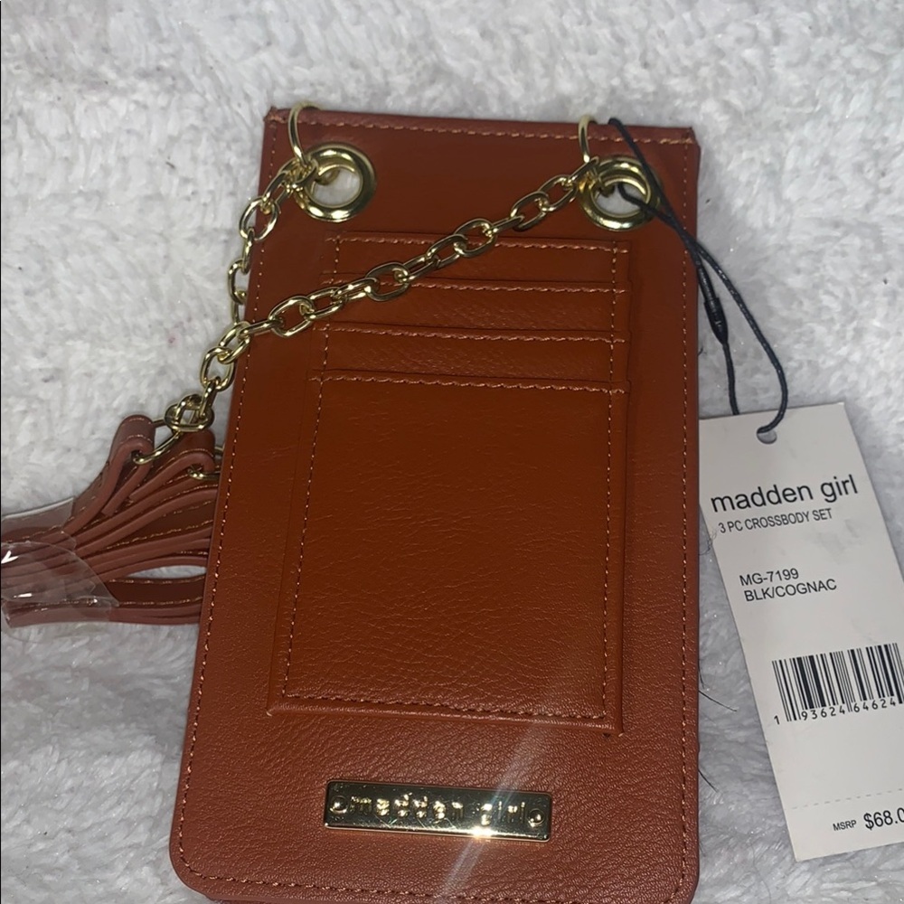 Madden Girl Brown Leather Crossbody Bag with Polished Finish - Picture 3 of 4